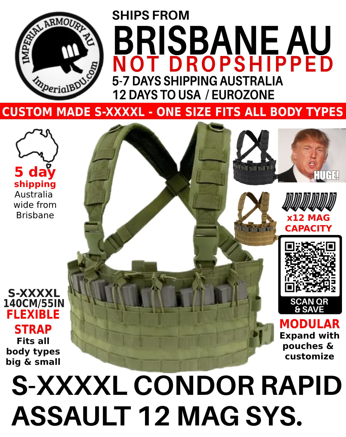 Condor MCR6 Rapid Assault Combat Chest Rig 12 mag S to 4XL Australia