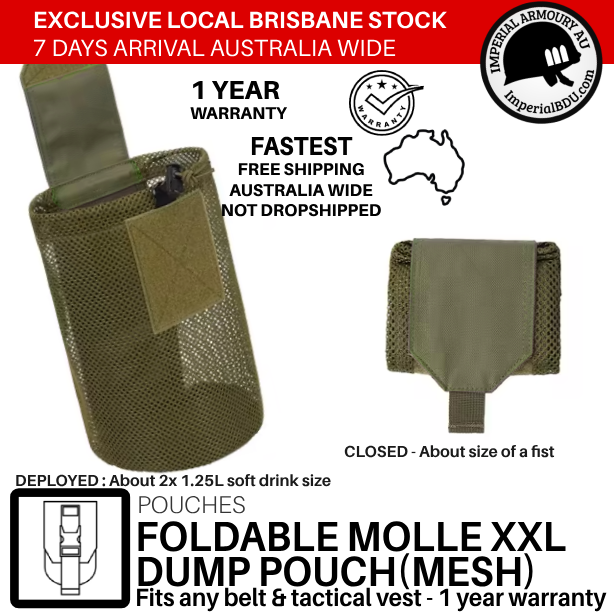 Military Folding Compact Dump Pouch (Mesh) FREE 5 DAY SHIPPING AUSTRALIA
