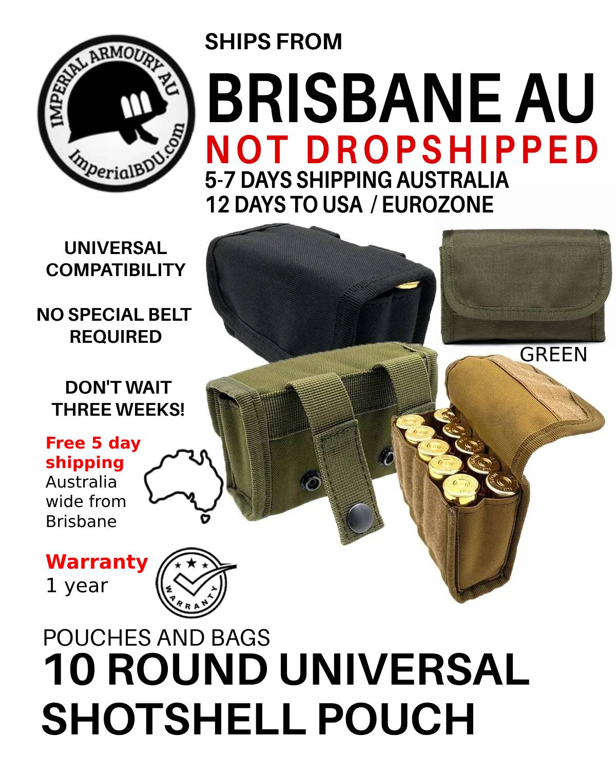 12 Gauge Shotgun 10 round Pouch - Any belt - Australia