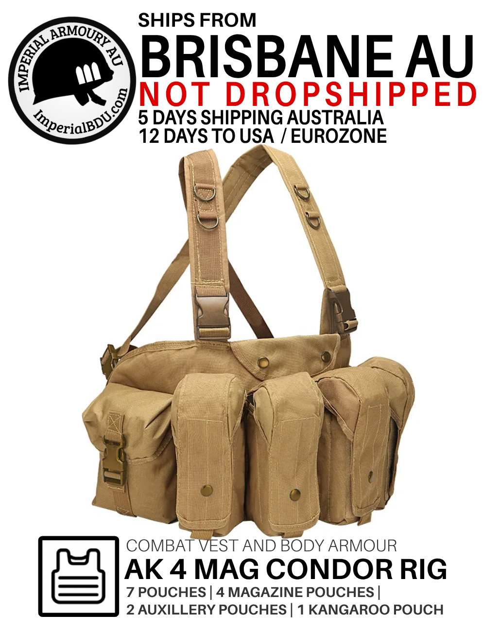 6 Pouch AK Chest Rig Condor Hunting Vest NZ Army | S-XXL size Australia