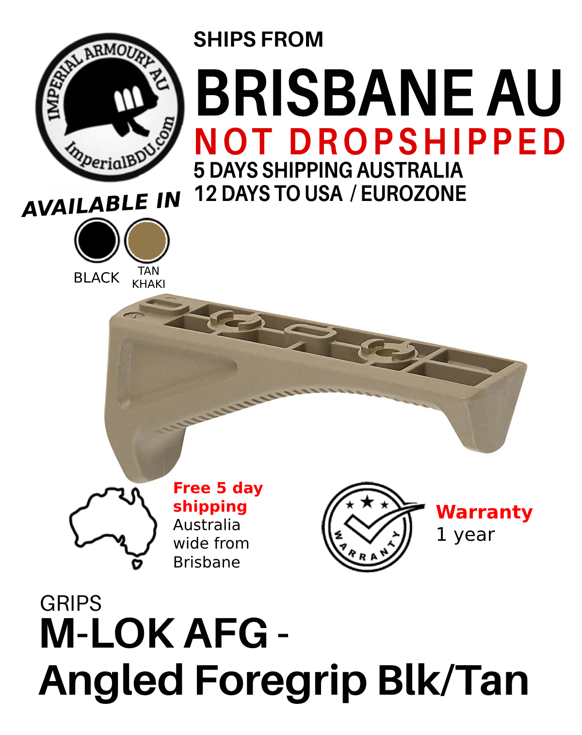 M-LOK AFG - Angled Foregrip Black & FDE AUSTRALIA