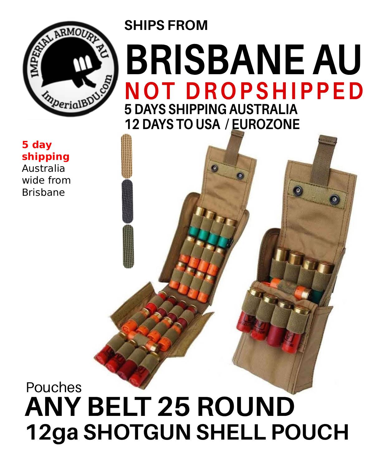 ANYBELT IBDU 25 Round 12g Shotgun Shell Pouch + Molle System Australia