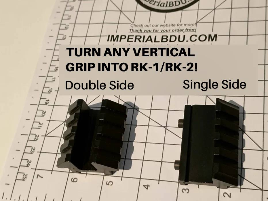 Black angled grip modification kit on a ruler with ImperialBDU branding.