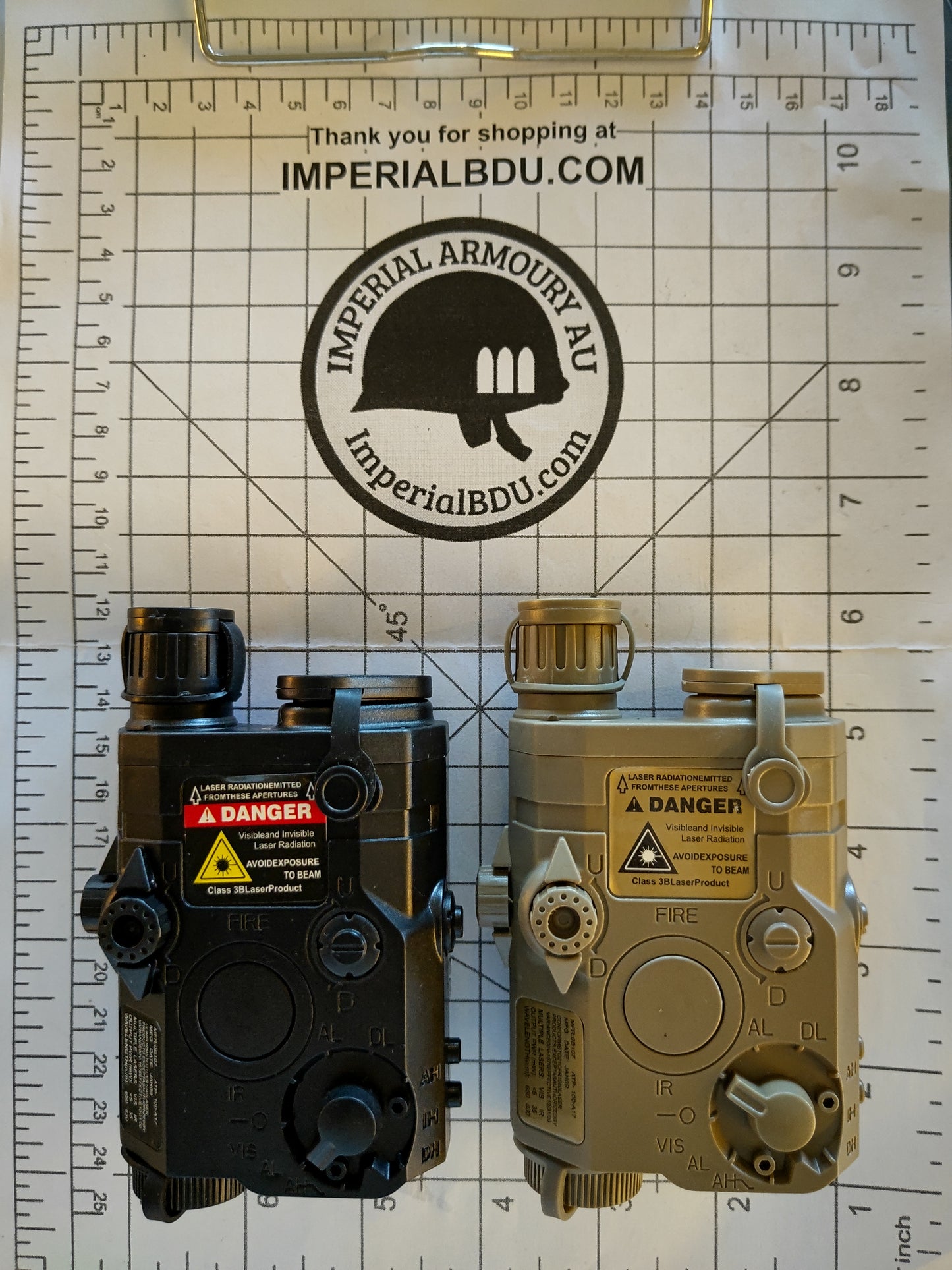 Replica Cosplay AN/PEQ-15 tactical device, red laser tan/black Australia