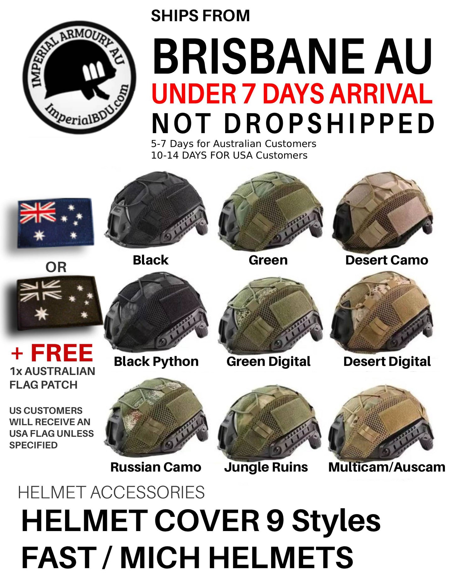 ImperialBDU Tactical Helmet Cover FAST Helmet Camo BJ PJ MH Military - Australia