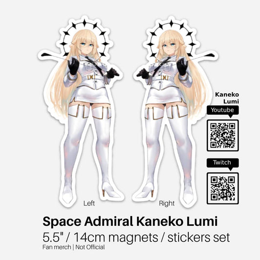 Space Admiral Kaneko Lumi 5.5" / 14cm magnets / stickers set Fan merch | Not Official
