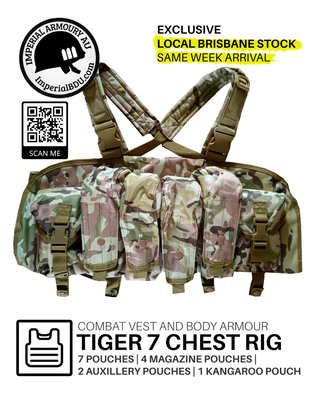 Tactical Chest Rig Vest Kangaroo Magazine Pouch Military Recon
